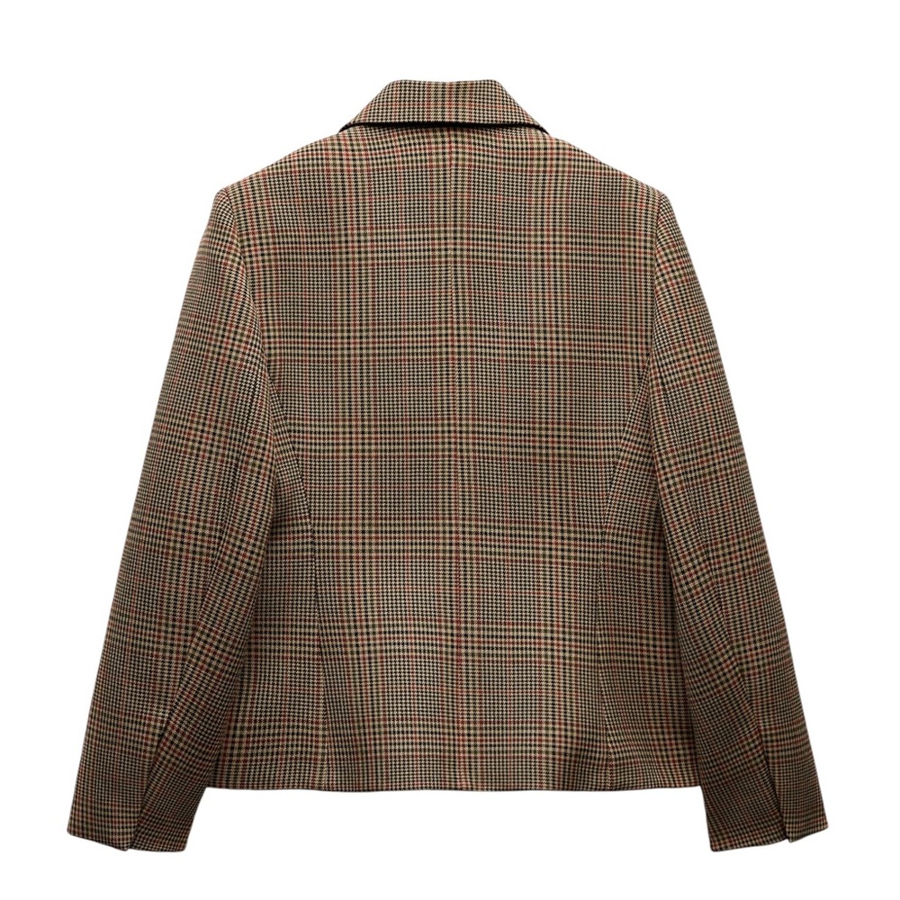 ZARA NWT Brown Tweed Plaid  Fitted Blazer in Sz S - Picture 3 of 10